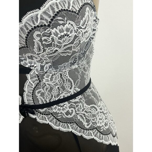 Victoria's Secret Women's 34D Lingerie Corset Bustier Garters Black Lace Trim - Picture 4 of 13